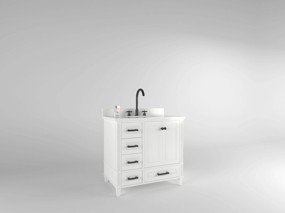 Windsor 36 Left in Solid Wood Vanity in Bright White Only