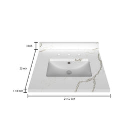 Stock Top 3 CM Calacatta White Quartz 24.5 In W x 22 In D - Bathroom Vanities Outlet