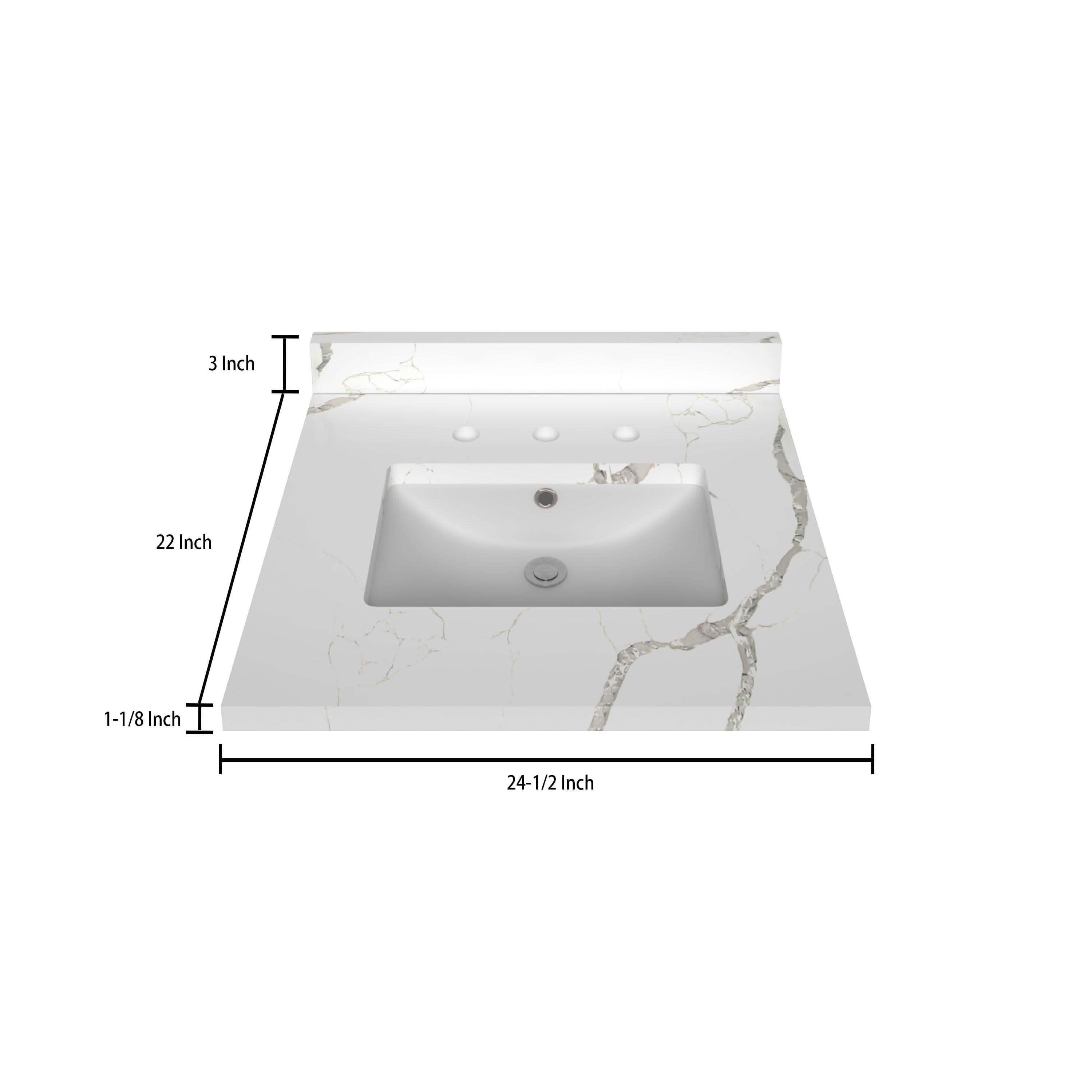 Stock Top CM Calacatta White Quartz In W x 22 In D