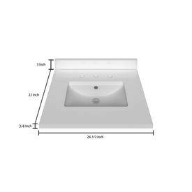 Stock Top 2 CM Pure White 24.5 In W x 22 In D - Bathroom Vanities Outlet
