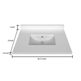 Stock Top 2 CM Pure White 30.5 In W x 22 In D - Bathroom Vanities Outlet