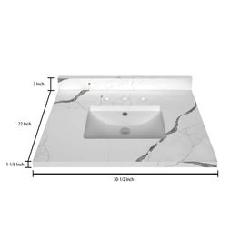 Stock Top 3 CM Calacatta White Quartz 30.5 In W x 22 In D - Bathroom Vanities Outlet