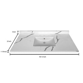 Stock Top 3 CM Calacatta White Quartz 48.5 In W x 22 In D - Bathroom Vanities Outlet