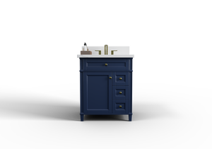 Kensington 29.5 Right Drawers in All Wood Vanity in Navy Blue - Cabinet Only