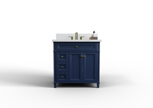 Load image into Gallery viewer, Kensington 35.5 Left Drawers in All Wood Vanity in Navy Blue - Cabinet Only