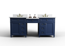 Kensington 84 in All Wood Vanity in Navy Blue - Cabinet Only