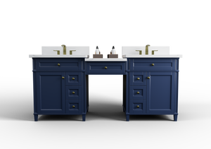 Kensington 84 in All Wood Vanity in Navy Blue - Cabinet Only