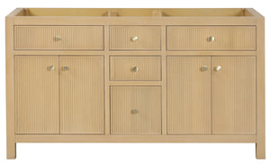 Bristol 59.5 in. Double Sink All Wood Vanity in Natural White Ash - Cabinet Only