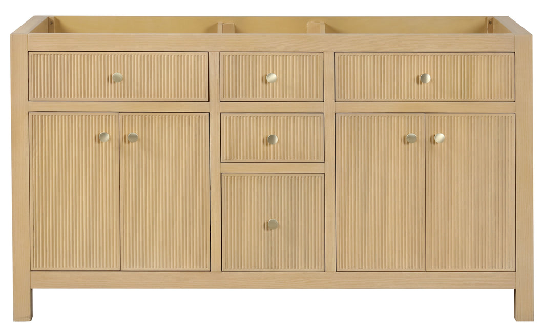 Bristol 59.5 in. Double Sink All Wood Vanity in Natural White Ash - Cabinet Only