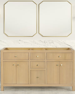Bristol 59.5 in. Double Sink All Wood Vanity in Natural White Ash - Cabinet Only