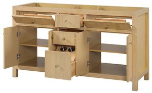Bristol 59.5 in. Double Sink All Wood Vanity in Natural White Ash - Cabinet Only