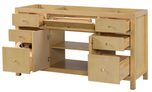 Bristol 59.5 in. Single Sink All Wood Vanity in Natural White Ash - Cabinet Only