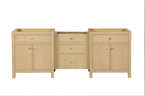 Bristol 84 in. (3 Drawer Bridge) All Wood Vanity in Natural White Ash - Cabinet Only