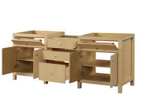 Bristol 84 in. (3 Drawer Bridge) All Wood Vanity in Natural White Ash - Cabinet Only
