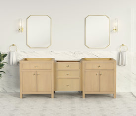 Bristol 84 in. (3 Drawer Bridge) All Wood Vanity in Natural White Ash - Cabinet Only