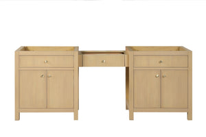 Bristol 84 in. (Make Up Bridge) All Wood Vanity in Natural White Ash - Cabinet Only