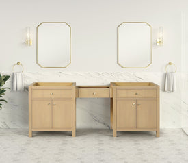 Bristol 84 in. (Make Up Bridge) All Wood Vanity in Natural White Ash - Cabinet Only