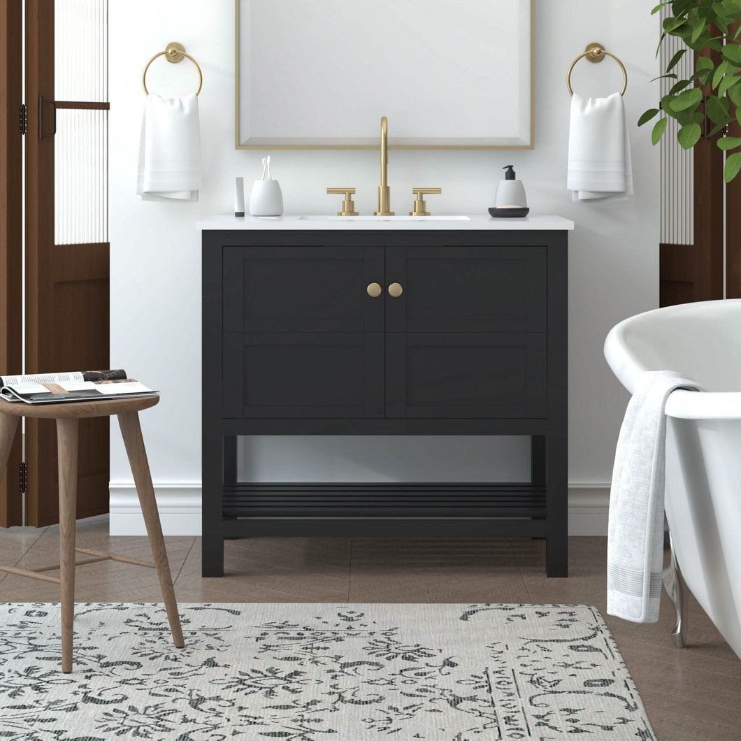 Nearmé Dallas 35.5 Inch Bathroom Vanity in Black- Cabinet Only - Bathroom Vanities Outlet