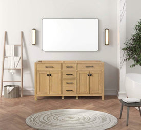 London 59.5 Inch- Double Bathroom Vanity in Desert Oak - Bathroom Vanities Outlet