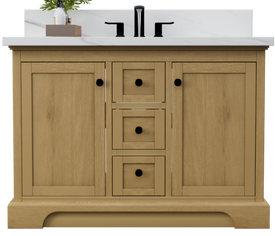 Marietta 48 inch bathroom all wood Oak vanity in white Renovate for Less Atlanta Bathroom Vanity Outlet Solid wood frame