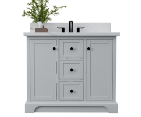 Marietta 42 inch bathroom all wood vanity in white Renovate for Less Atlanta Bathroom Vanity Outlet Solid wood frame
