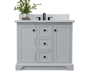 Marietta 42 inch bathroom all wood vanity in white Renovate for Less Atlanta Bathroom Vanity Outlet Solid wood frame