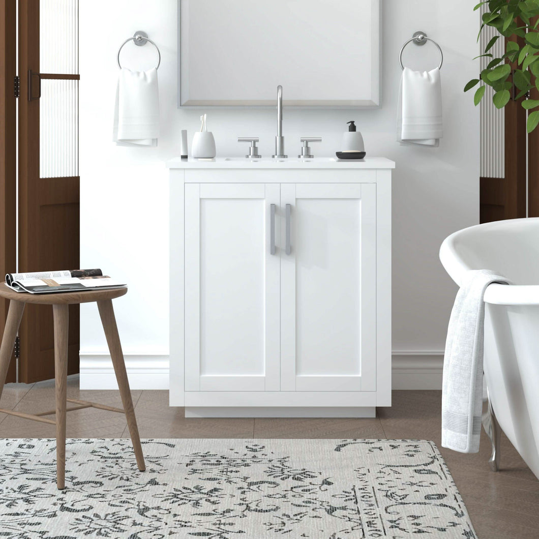 Nearmé Miami 29.5 Inch Bathroom Vanity in White- Cabinet Only - Bathroom Vanities Outlet