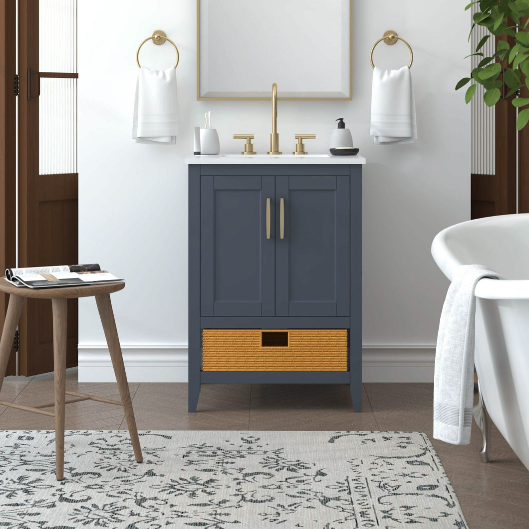 Nearmé New York 23.5 Inch Bathroom Vanity in Blue- Cabinet Only - Bathroom Vanities Outlet