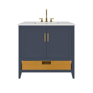 Nearmé New York 35.5 Inch Bathroom Vanity in Blue- Cabinet Only - Bathroom Vanities Outlet
