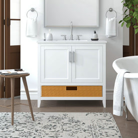 Nearmé New York 35.5 Inch Bathroom Vanity in White- Cabinet Only - Bathroom Vanities Outlet