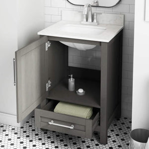 24" Droplet Distressed Wood Vanity with Quartz Top - Bathroom Vanities Outlet