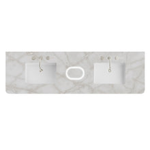Load image into Gallery viewer, Renovate for Less Atlanta 72" Single Radius Cut Top, 3 CM Victorian Silver Silestone w/ Sink &amp; FreePower Wireless Charger