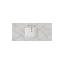 Load image into Gallery viewer, Renovate for Less Atlanta 48" Single Radius Cut Widespread, 3 CM Victorian Silver Silestone w/ Sink