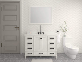 Windsor 47.5 in All Wood Vanity in Bright White - Cabinet Only - Bathroom Vanities Outlet