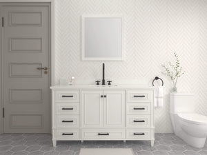 Windsor 59.5 Single in All Wood Vanity in Bright White - Cabinet Only - Bathroom Vanities Outlet