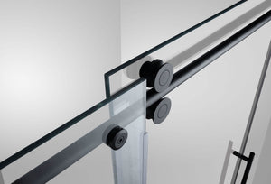 Sofi 60 in. x 79 in. Frameless Rolling Shower Door in Black - Bathroom Vanities Outlet