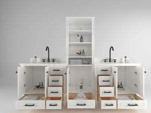 Windsor 96 inch All Wood Vanity in White - Cabinet Only - Bathroom Vanities Outlet