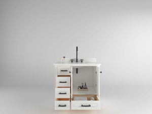 Windsor 35.5 Left Drawers in All Wood Vanity in Bright White - Cabinet Only - Bathroom Vanities Outlet