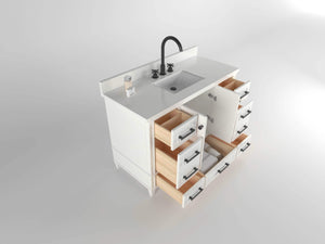 Windsor 47.5 in All Wood Vanity in Bright White - Cabinet Only - Bathroom Vanities Outlet