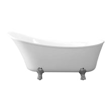Load image into Gallery viewer, 30.6 x 29 x 69 in. Pearl Freestanding Acrylic Tub in Glossy White with Chrome &amp; White Drain Feet - Bathroom Vanities Outlet