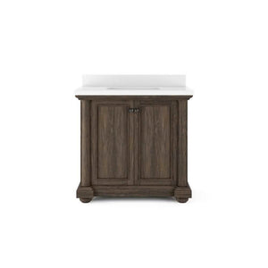 36" Bradford Vanity in Walnut with Quartz Countertop All Wood - Bathroom Vanities Outlet