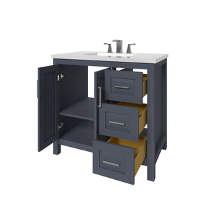 Kennesaw 35.5 inch Bathroom Vanity in Charcoal- Cabinet Only - Bathroom Vanities Outlet