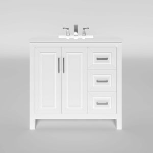 Kennesaw 35.5 inch Bathroom Vanity in White- Cabinet Only - Bathroom Vanities Outlet