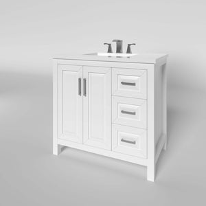 Kennesaw 35.5 inch Bathroom Vanity in White- Cabinet Only - Bathroom Vanities Outlet