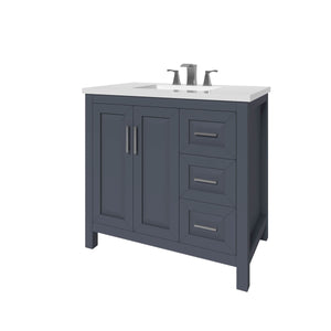 Kennesaw 35.5 inch Bathroom Vanity in Charcoal- Cabinet Only - Bathroom Vanities Outlet