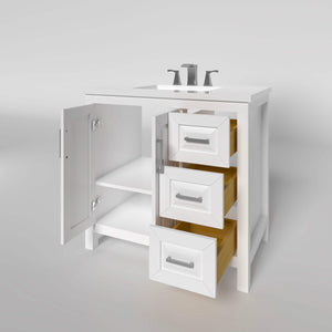 Kennesaw 35.5 inch Bathroom Vanity in White- Cabinet Only - Bathroom Vanities Outlet