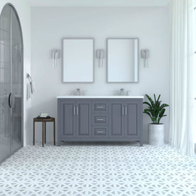 Kennesaw 59.5 inch Double Bathroom Vanity in Charcoal- Cabinet Only - Bathroom Vanities Outlet