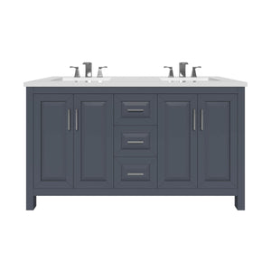 Kennesaw 59.5 inch Double Bathroom Vanity in Charcoal- Cabinet Only - Bathroom Vanities Outlet