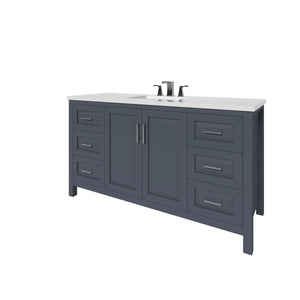 Kennesaw 59.5 inch Single Bathroom Vanity in Charcoal- Cabinet Only - Bathroom Vanities Outlet
