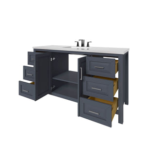 Kennesaw 59.5 inch Single Bathroom Vanity in Charcoal- Cabinet Only - Bathroom Vanities Outlet
